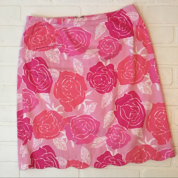 Lilly Pulitzer Dresses & Skirts - Lilly Pulitzer rose print scalloped skirt 4